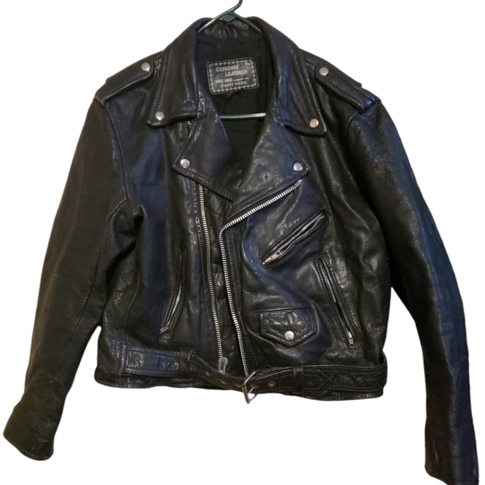 Maryland Biker Leather Jacket size 46 moto black